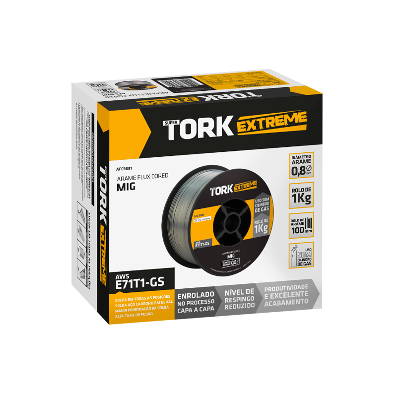 Arame Solda MIG 0,8 mm 1 kg Sem Gás Fluxcore AFC-9081 Tork - Image 4