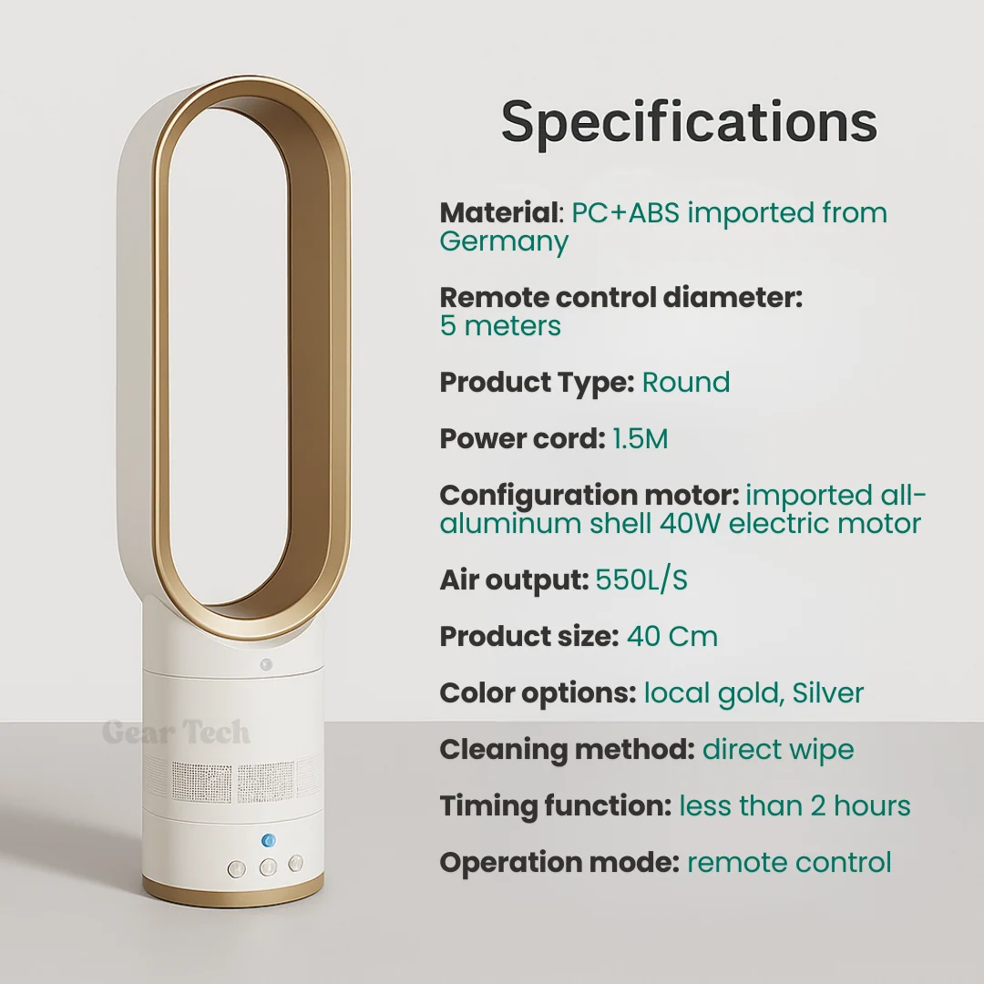 Safe & Stylish Bladeless Fan for Home Comfort - Image 4