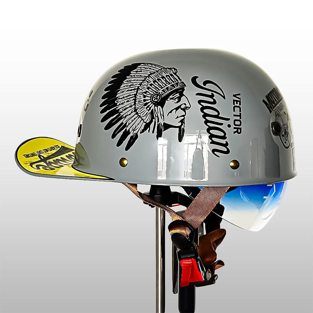 Vintage Style Motorcycle Helmet with Integrated Sun Visor - Image 4