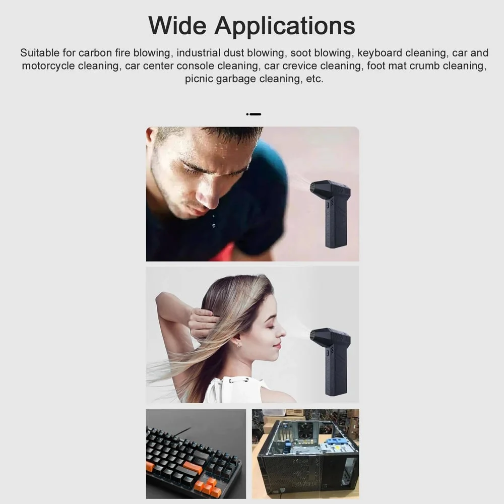 Electric Air Duster Cordless Handheld Rechargeable USB Portable Jet Fan Battery Powered Blower - Image 9