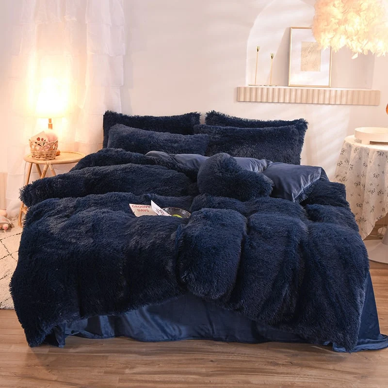 Fluffy Shaggy Duvet Cover with Plush Faux Fur and Bed Set for King Daybed Coverlet - Image 9