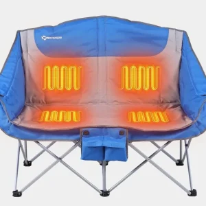 Foldable Double Collapsible Camping Chair with Portable Heated Seat and Rechargeable Battery Pack