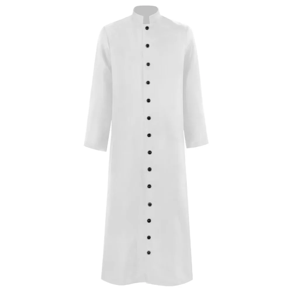 Halloween Priest Costume Cassock Robe with Button Front for Clergy Outfit - Image 3