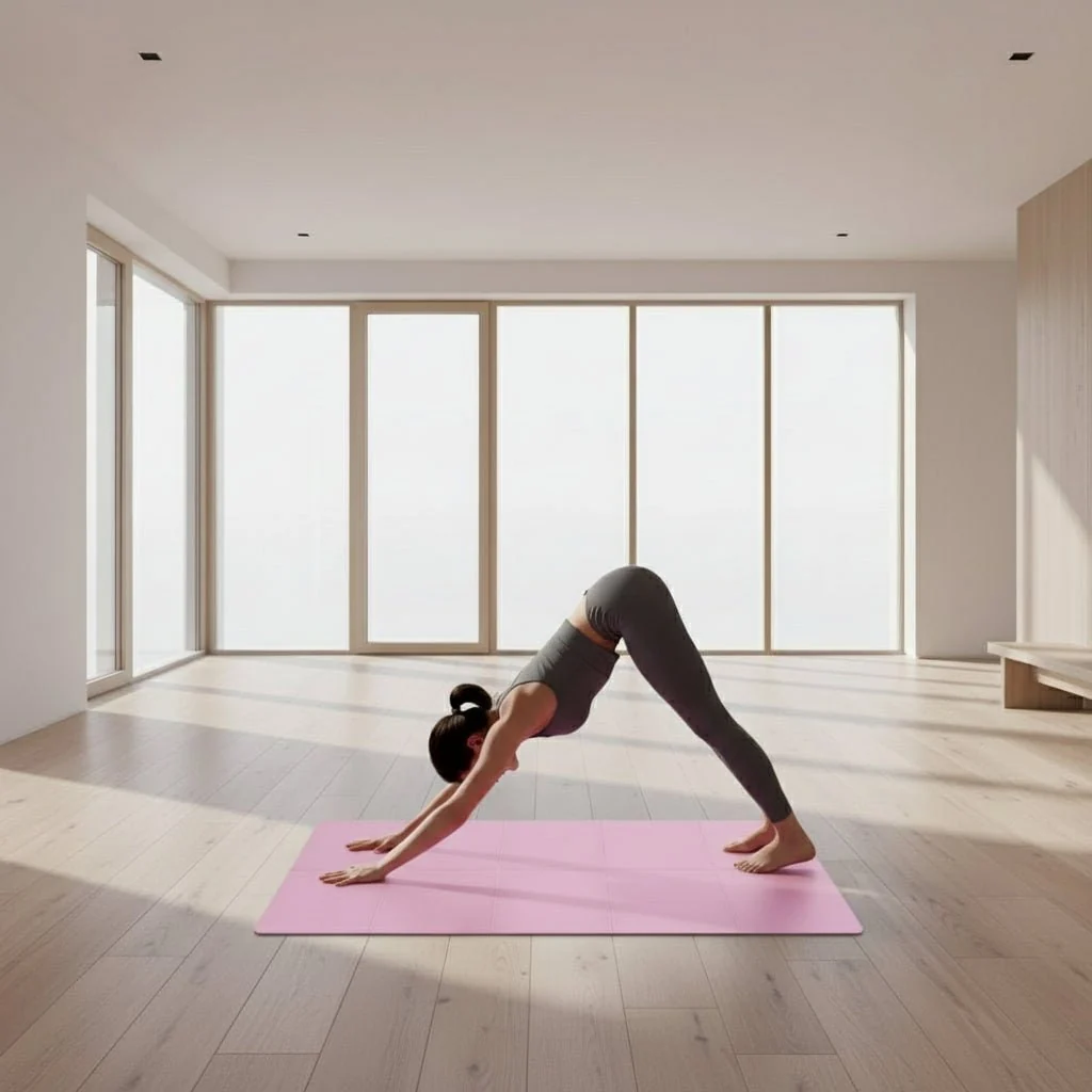 Non-Slip Foldable Yoga Mat with Pilates Grid Lines Portable 4mm Eva Foam Lightweight