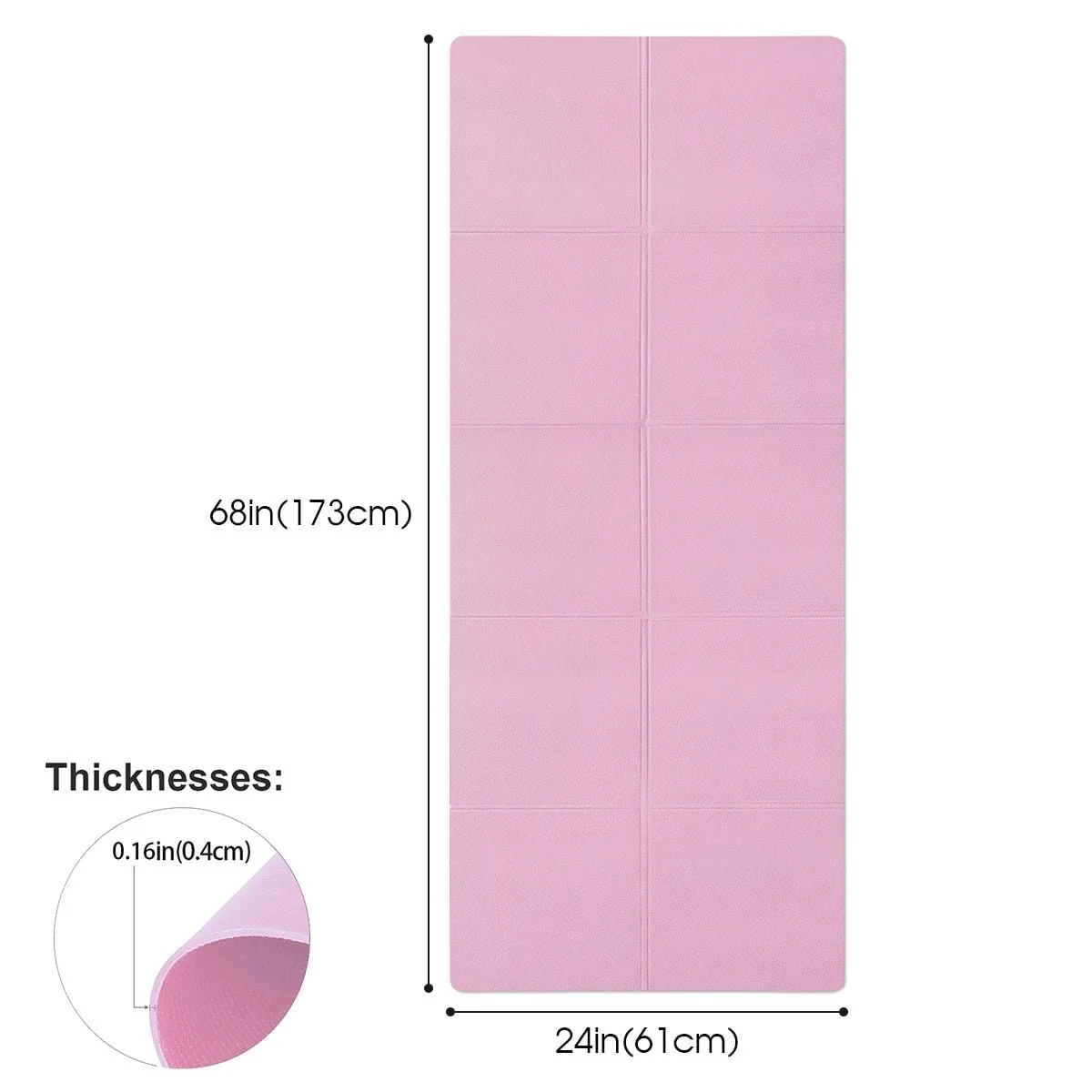 Non-Slip Foldable Yoga Mat with Pilates Grid Lines Portable 4mm Eva Foam Lightweight - Image 6