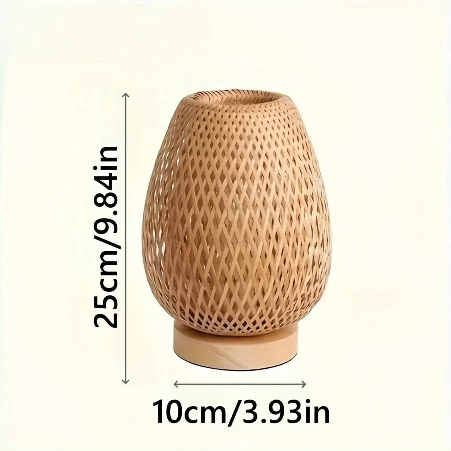 Bamboo Woven Table Lamp Bedside Light with USB Power and Dimmable Control Powered - Image 6